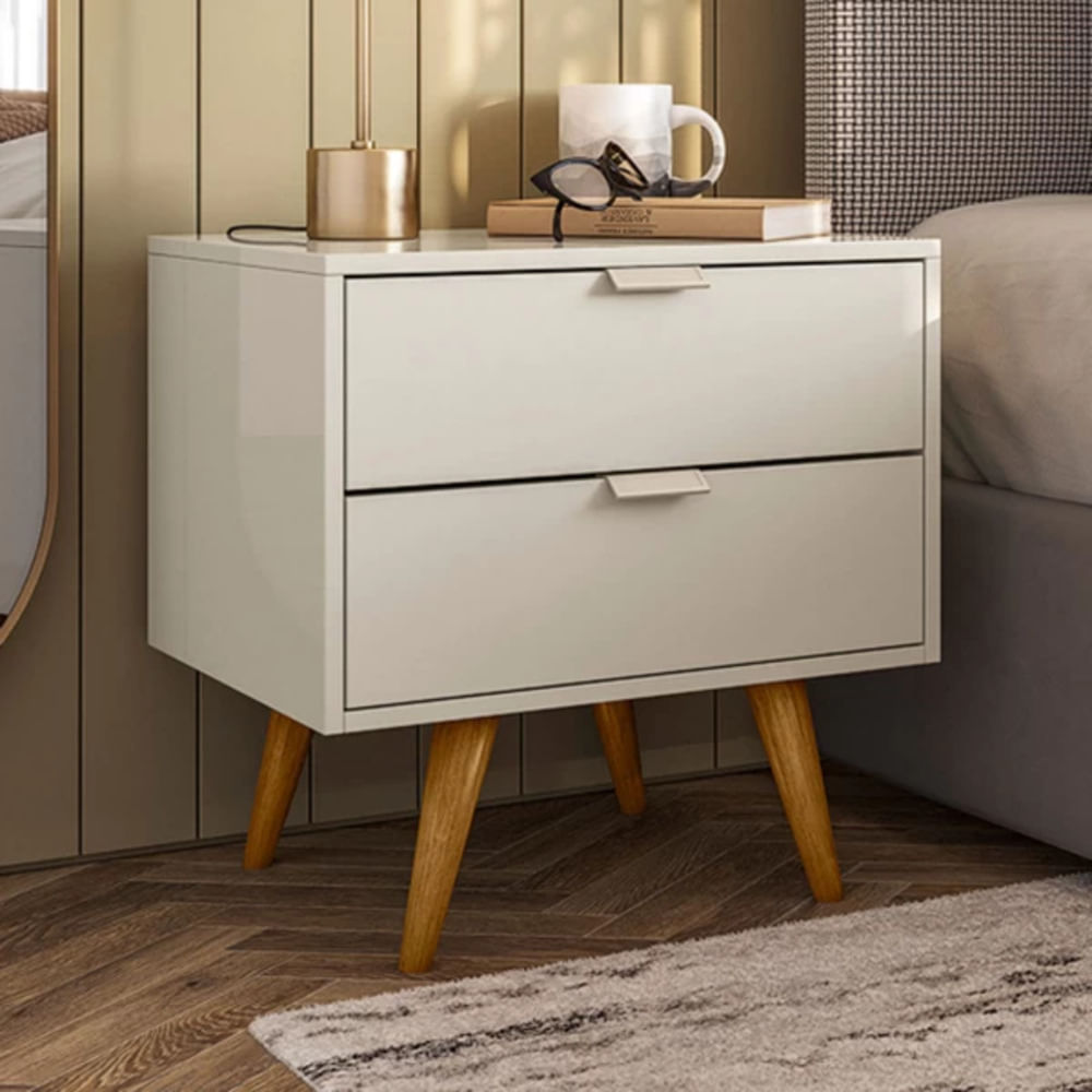 Velador moderno multiusos 2 cajones Abella color Blanco TU MESITA