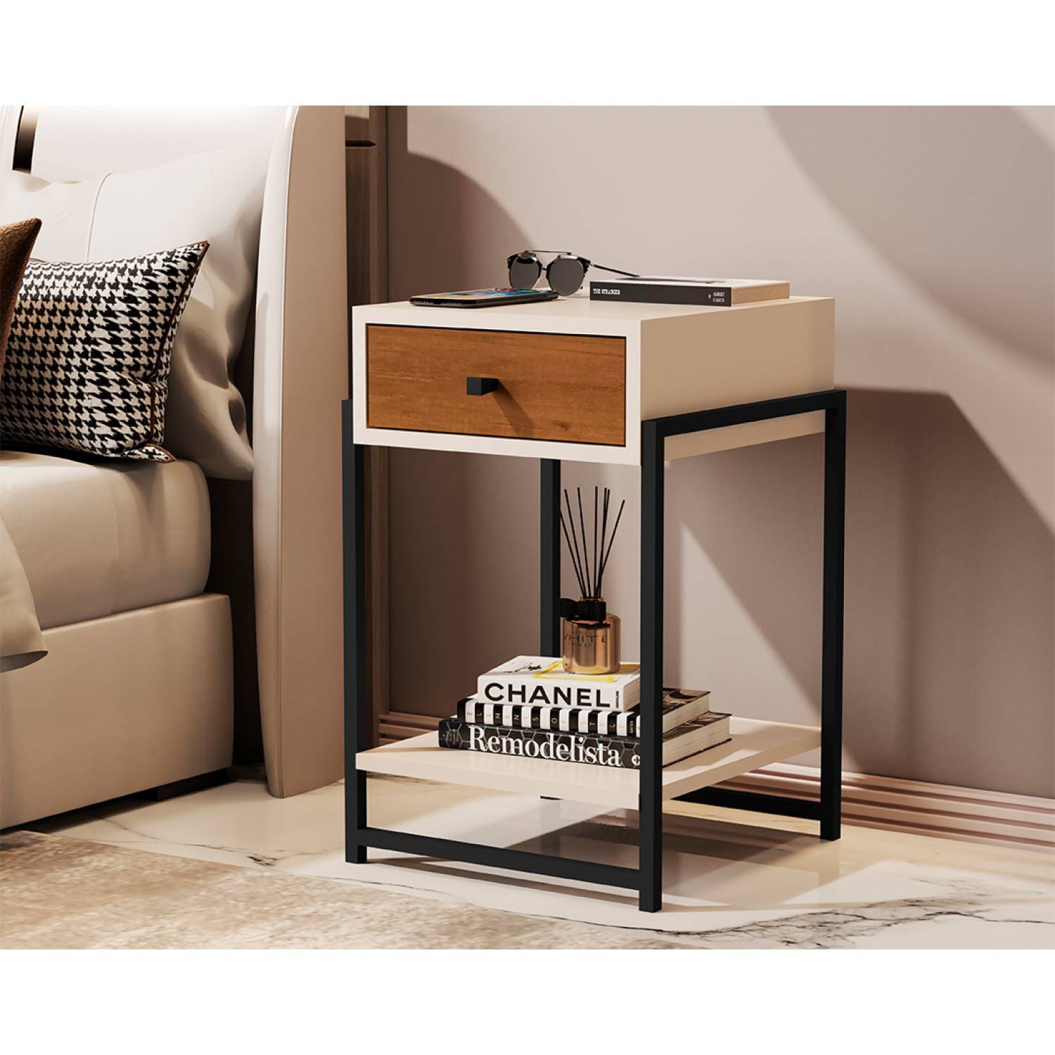 Velador Industrial Elda Caramelo 1 Cajón