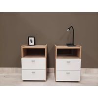 Veladores Mesas de Noche set x2 Dakar color Blanco/Haya TU MESITA