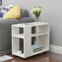 Velador Moderno Multiusos Kriss color Blanco con ruedas TU MESITA