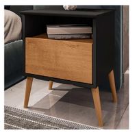 Mesa de Noche Velador Multiusos TU MESITA Saomi 1 cajón color Negro/Marrón