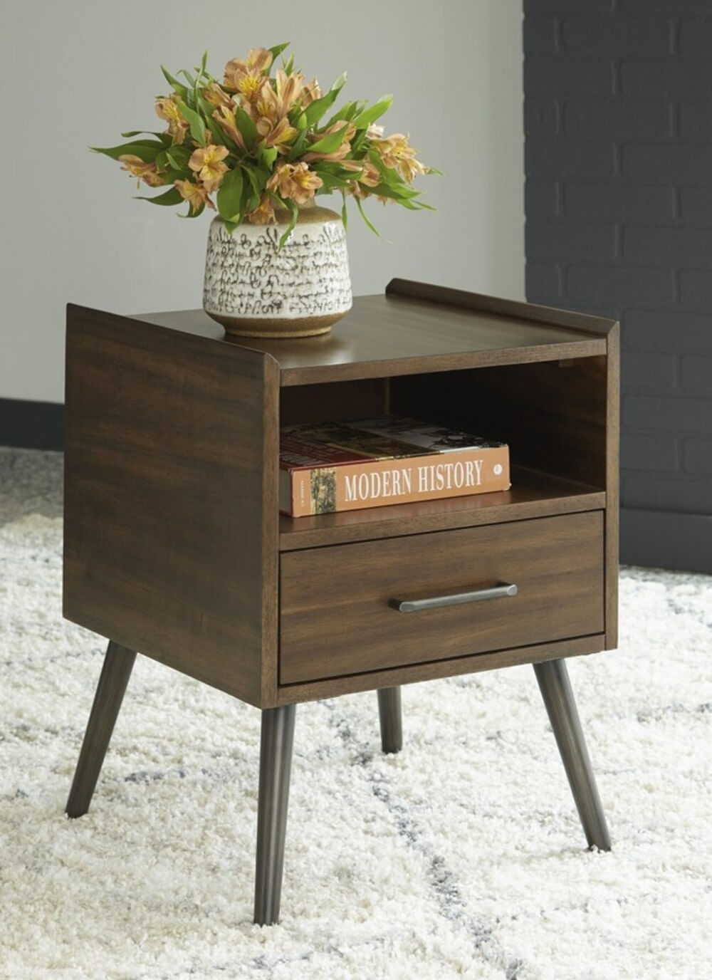 Mesa Lateral Rústica Majer color Marrón 1 cajon TU MESITA