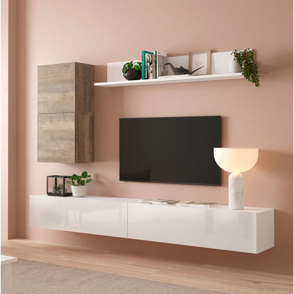 Juego de Muebles para TV flotantes Trenner color Blanco/Marrón TU MESITA