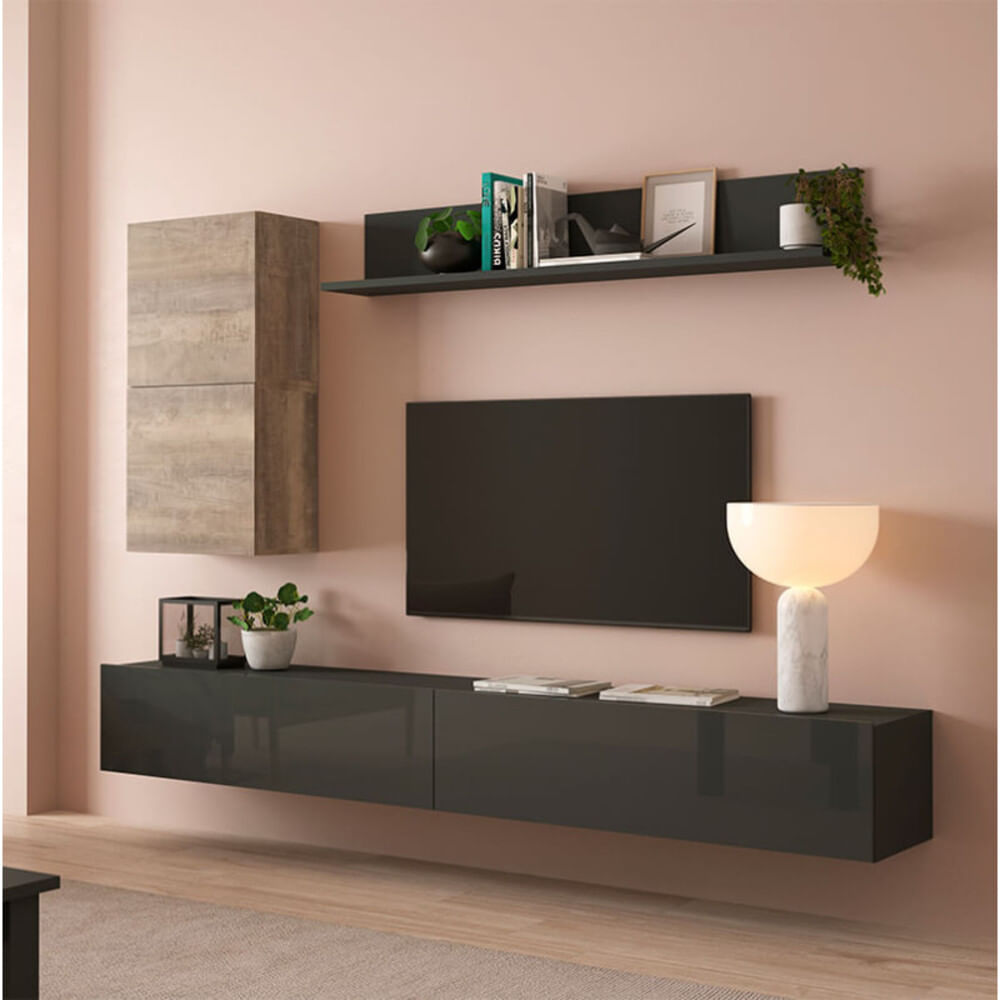 Juego de Muebles para TV flotantes Trenner color Negro/Marrón TU MESITA
