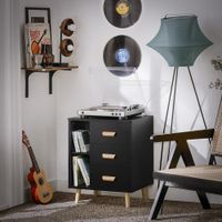 Mesa auxiliar Velador Yuri color Negro 3 cajones TU MESITA