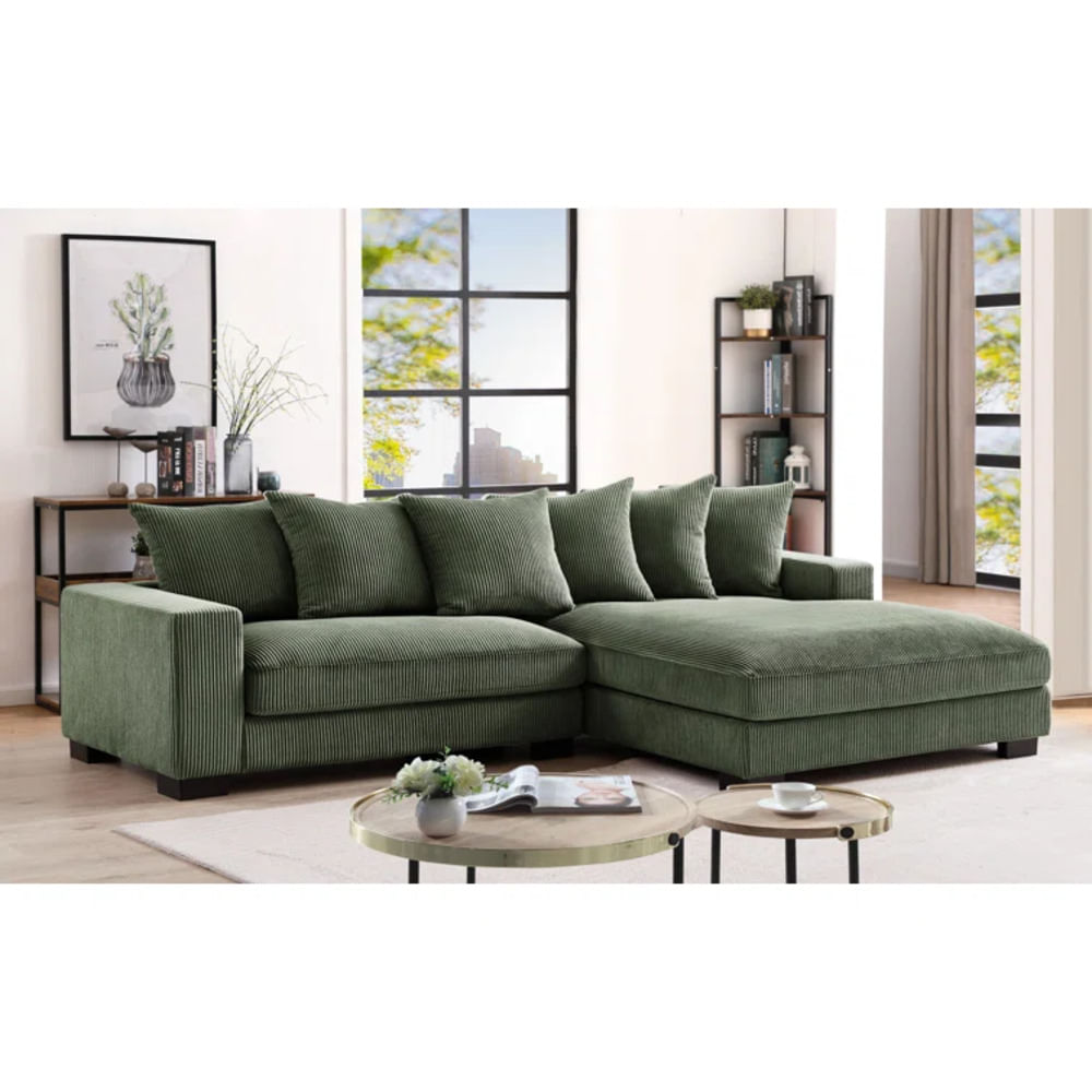 Mueble Seccional Poatan en tela Corduroy TU MESITA color Verde