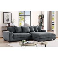Mueble Seccional Poatan en tela Corduroy TU MESITA color Gris oscuro