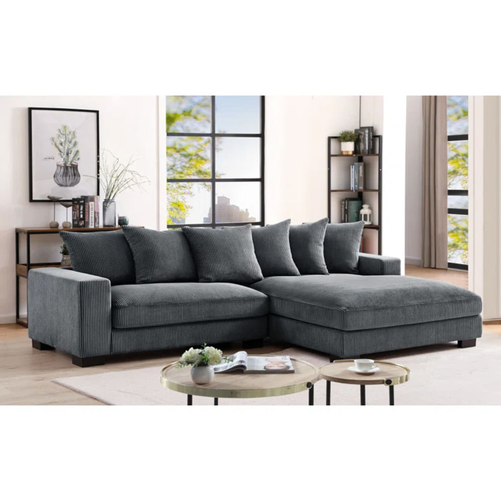 Mueble Seccional Poatan en tela Corduroy TU MESITA color Gris oscuro