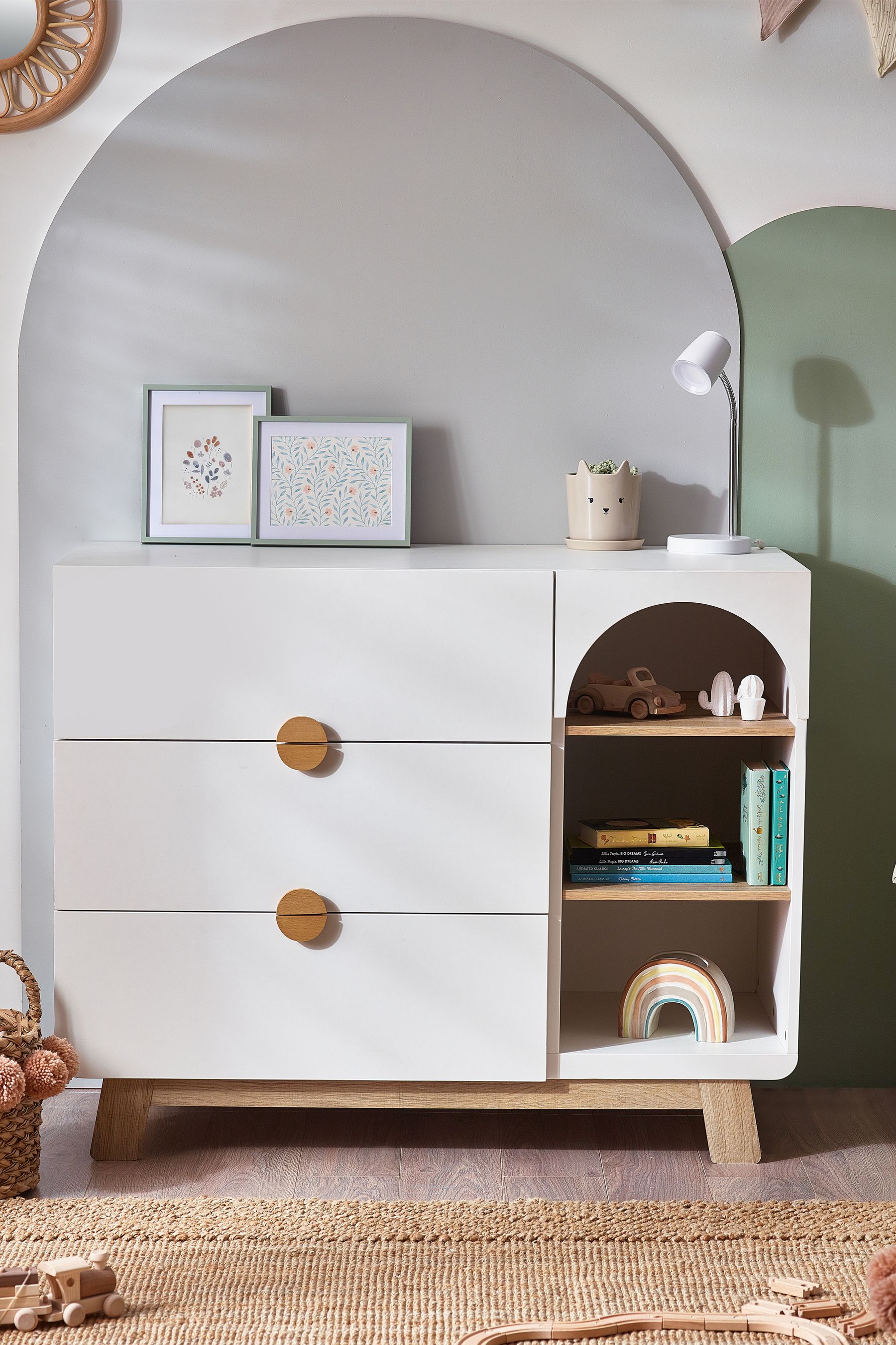 Cómoda Infantil Mimis color Blanco/Duna TU MESITA 3 cajones