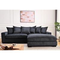 Mueble Seccional Poatan en tela Corduroy TU MESITA color Negro