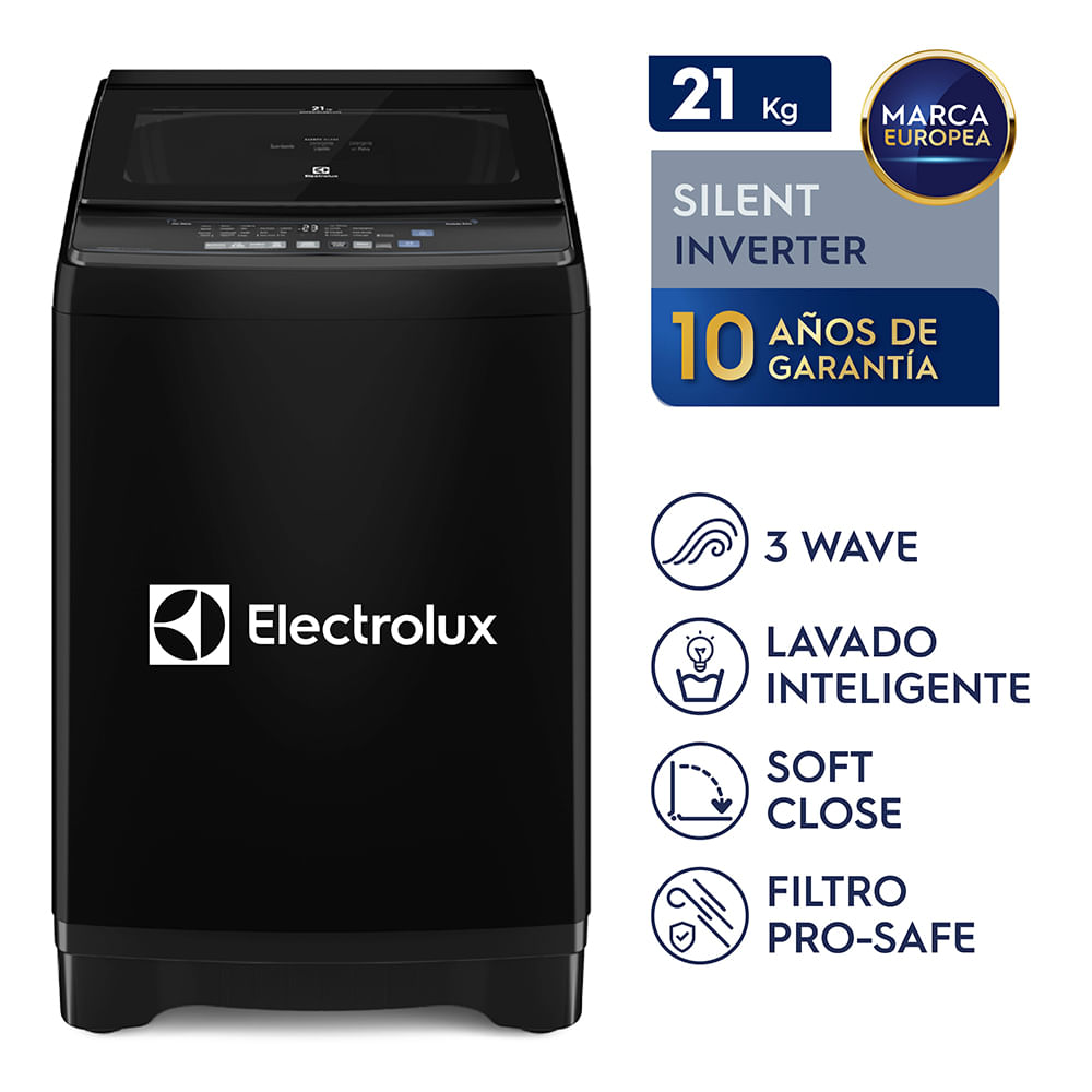 Lavadora Electrolux Carga Superior 21kg Efficient Silent Inverter Negra (EWIJ21F2XSYB)