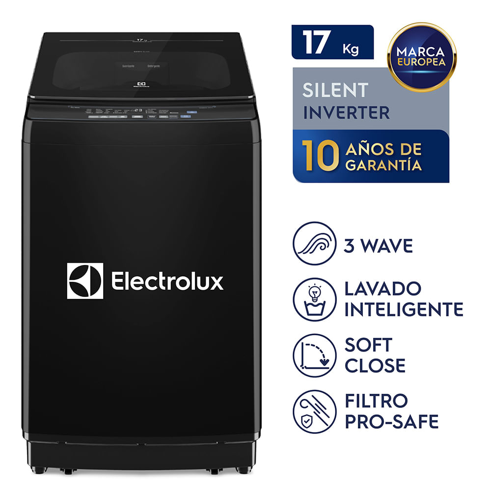 Lavadora Electrolux Carga Superior 17kg Efficient Silent Inverter Negra (EWIJ17F2XSYB)