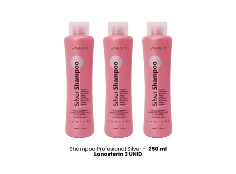 Shampoo Profesional Silver 250ml lanosterin 3 Unid