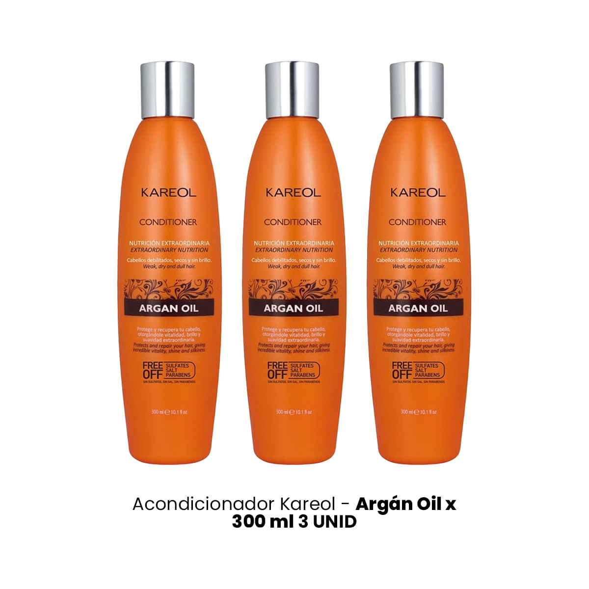 Acondicionador Kareolargán Oil x 300ml 3 Unid