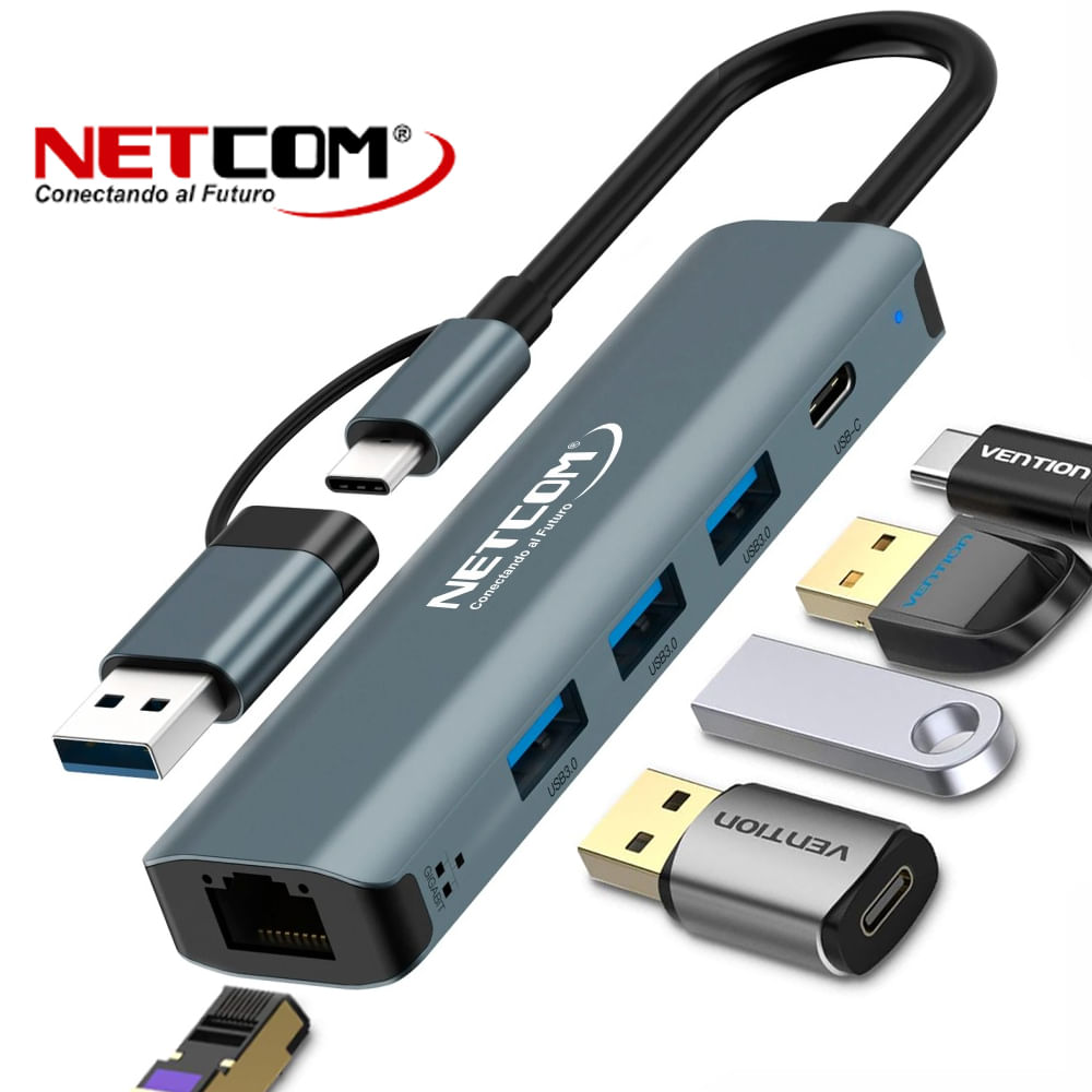 Hub USB C 5 en 2 3 usb 3.0 puerto gigabit rj45 1000Mbps tipo c