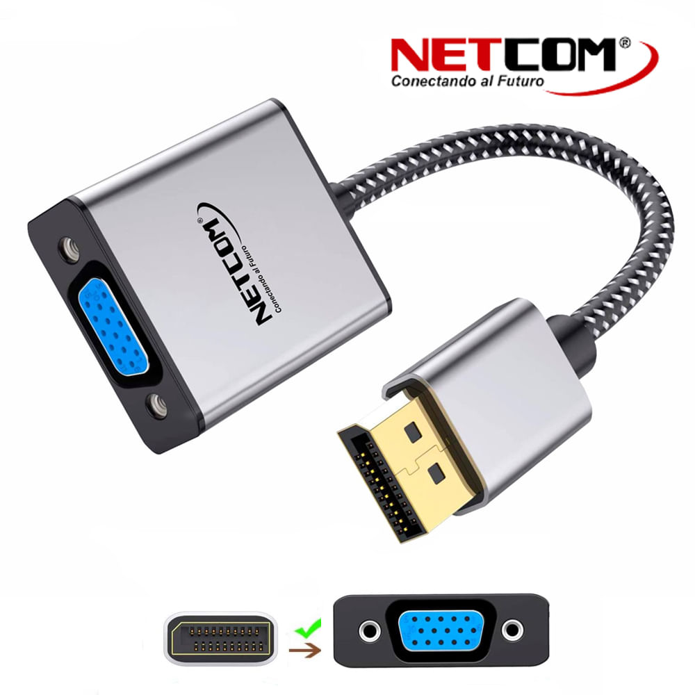 Adaptador Convertidor DisplayPort a Vga NETCOM Premium Dp a Vga 1080P
