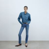 Jeans Recto Sfera Mujer Básico Azul Acido