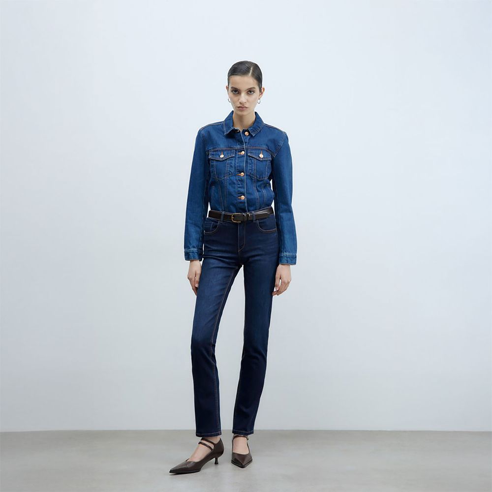Jeans Recto Básico Sfera Mujer Azul Oscuro
