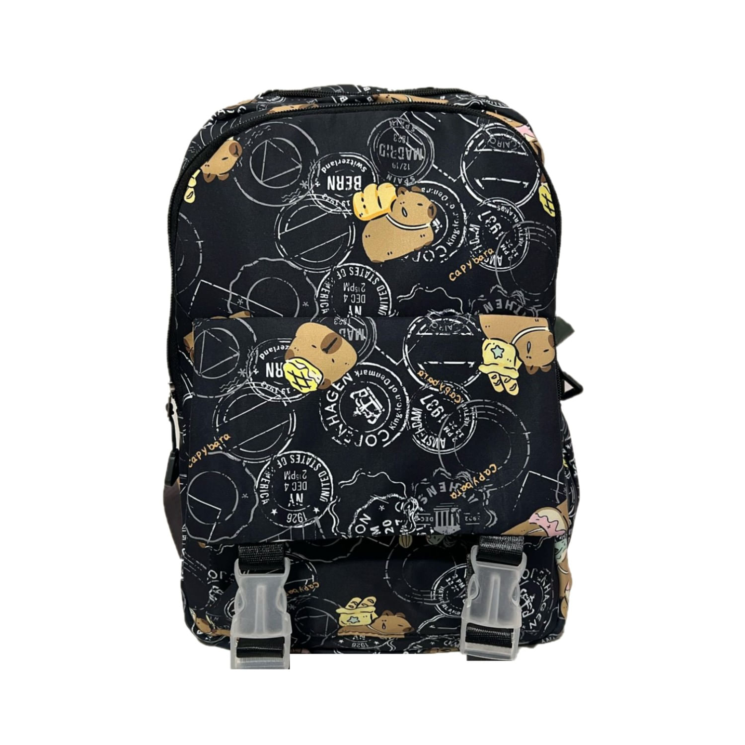 Mochila Multiusos Capibara Viral con Broche Negro