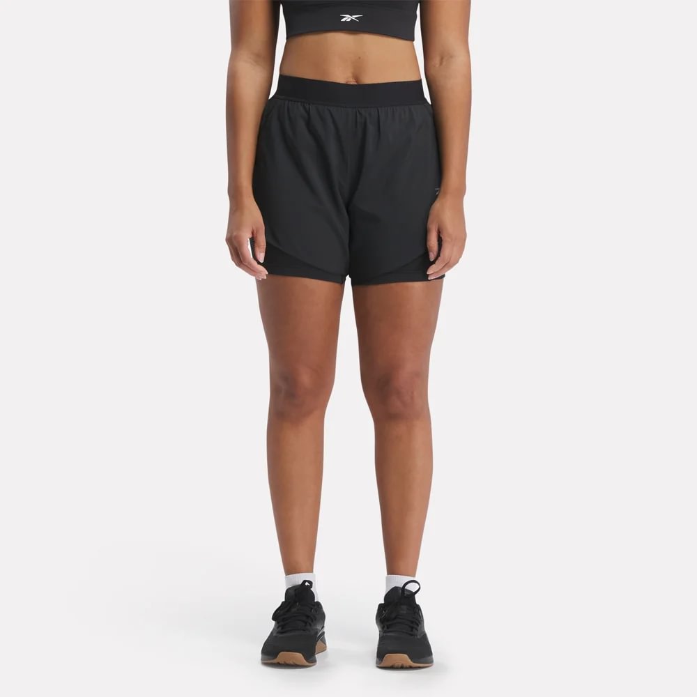 Shorts Deportivo Reebok Mujer Running 2 In 1 Short 100075412 Negro