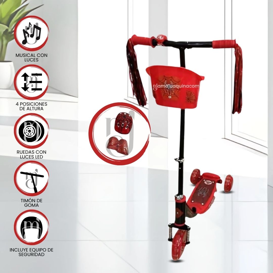 Scooter para Niños con Kit de Protección «FUNNY RIDE» Rojo