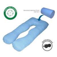 ALMOHADA EMBARAZO LACTANCIA MEMORY FOAM GEL CELESTE + REGALO ANTIFAZ  TERAFLEX