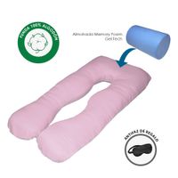 ALMOHADA EMBARAZO LACTANCIA MEMORY FOAM GEL ROSADO + REGALO ANTIFAZ  TERAFLEX