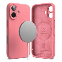 Case para iPhone 16 Silicon Magnetic, con MagSafe para carga inalámbrica, para accesorios magnéticos, Rosado