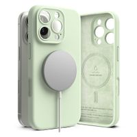 Case para iPhone 16 Pro Max Silicon Magnetic, con MagSafe para carga inalámbrica, para accesorios magnéticos, Soft Mint