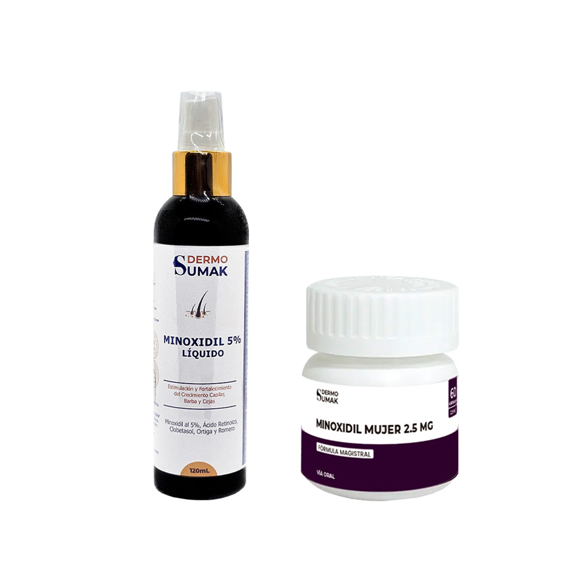 MINOXIDIL 5% EN LIQUIDO 120ML + Minoxidil 2,5mg x 60 Caps