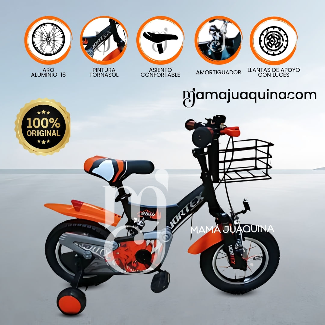 Bicicleta con Canasta Aro 16 «FLYING II» Naranja