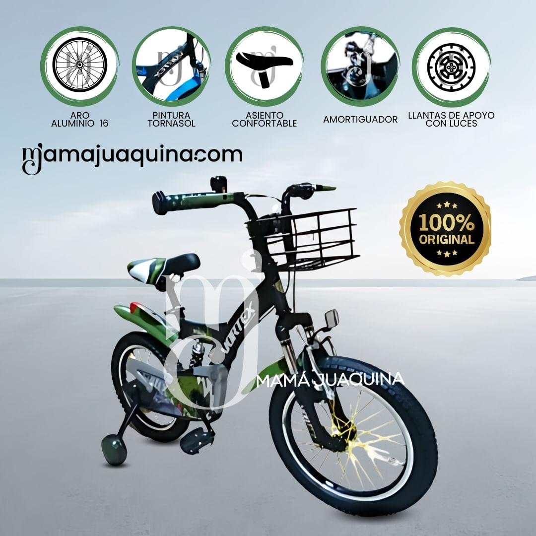 Bicicleta con Canasta Aro 16 «FLYING II» Verde