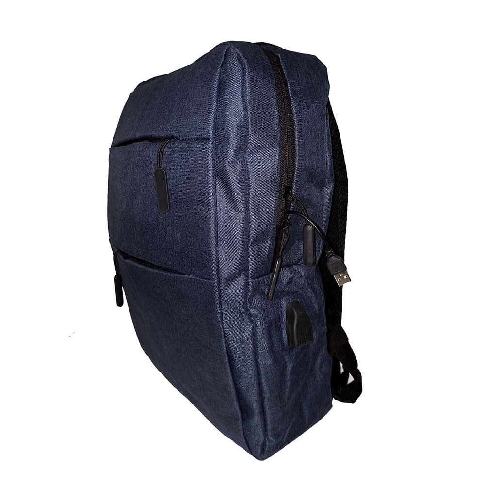 Mochila Antirobo Multiuso Conector Usb Porta Laptop o Celular Azul