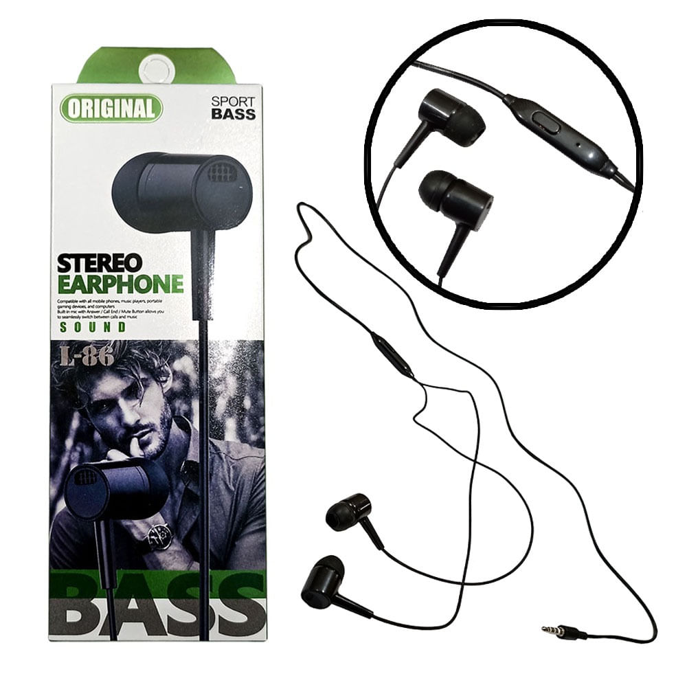 Audífonos Alámbrico Stereo Headphone con Micrófono Negro