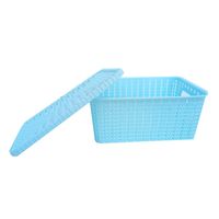 Cesta Canasta con Tapa Pequeña de 23cm x 17cm Celeste