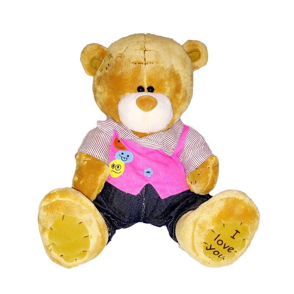 Oso I Love You C/Ropita Fucsia 25cm