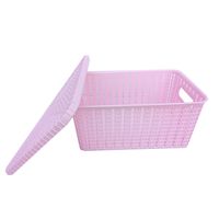 Cesta Canasta con Tapa Pequeña de 23cm x 17cm Rosado