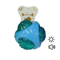 Pelota con Grip para Perro Con Luces 8cm Celeste