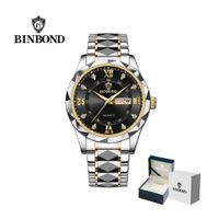 Reloj BINBOND Elegante para Hombre - Acero - Negro/Oro