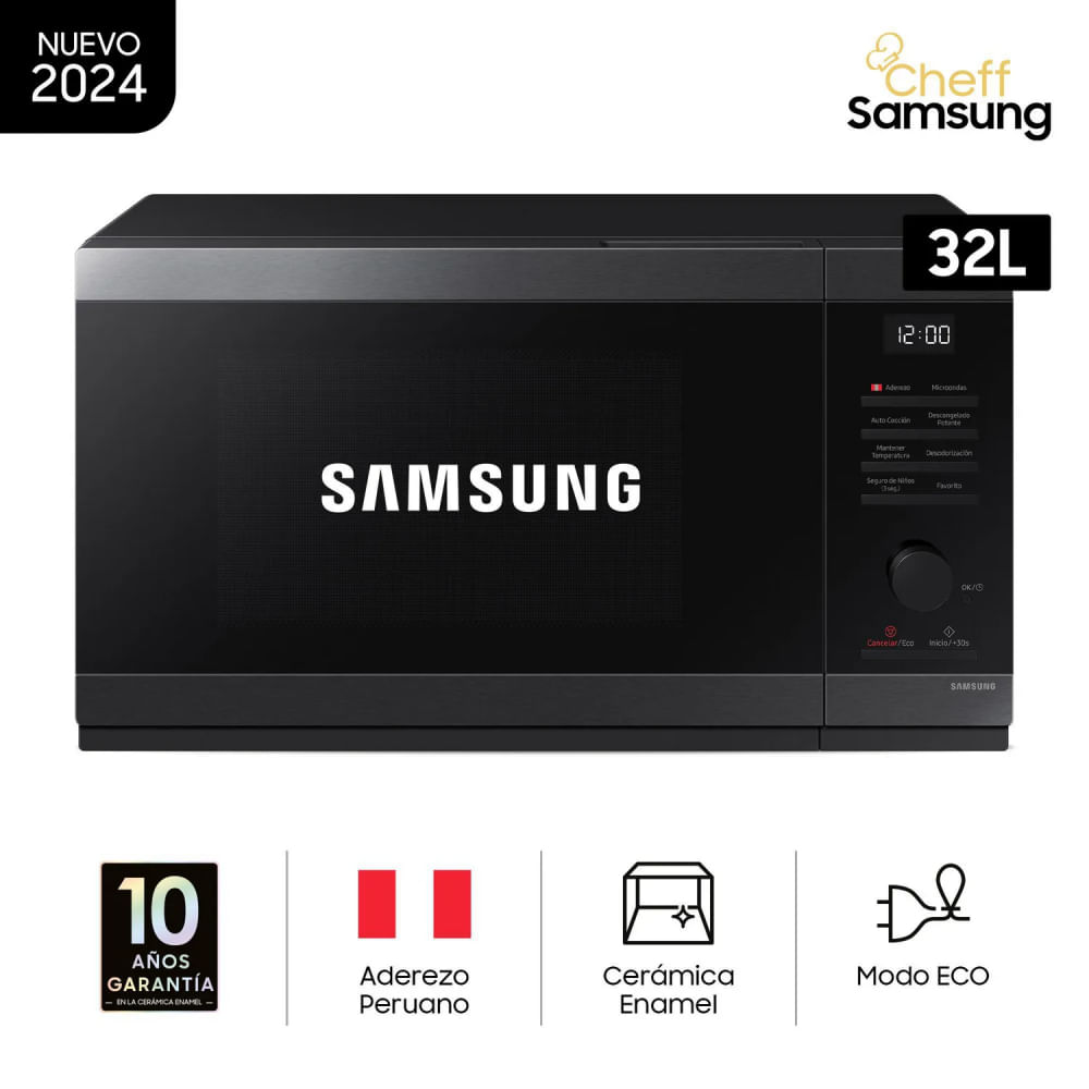 Microondas Samsung 32L MS32DG4504AGPE con Descongelado Rápido, Cocción al Vapor