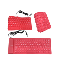 Teclado Flexible Siliconado WB-86 impermeable contra polvo USB - ROJO
