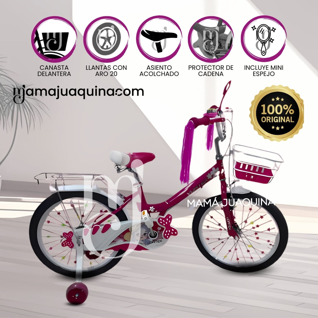 Bicicleta Campera con Canasta Aro 20 «CANDY» Fucsia