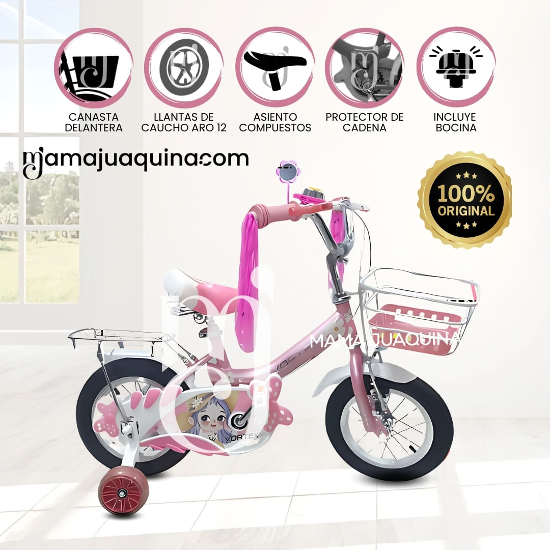 Bicicleta Campera con Canasta Aro 12 «CANDY III» Rosa