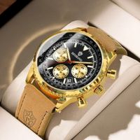 Reloj BINBOND para Hombre - Cuero Negro/Oro