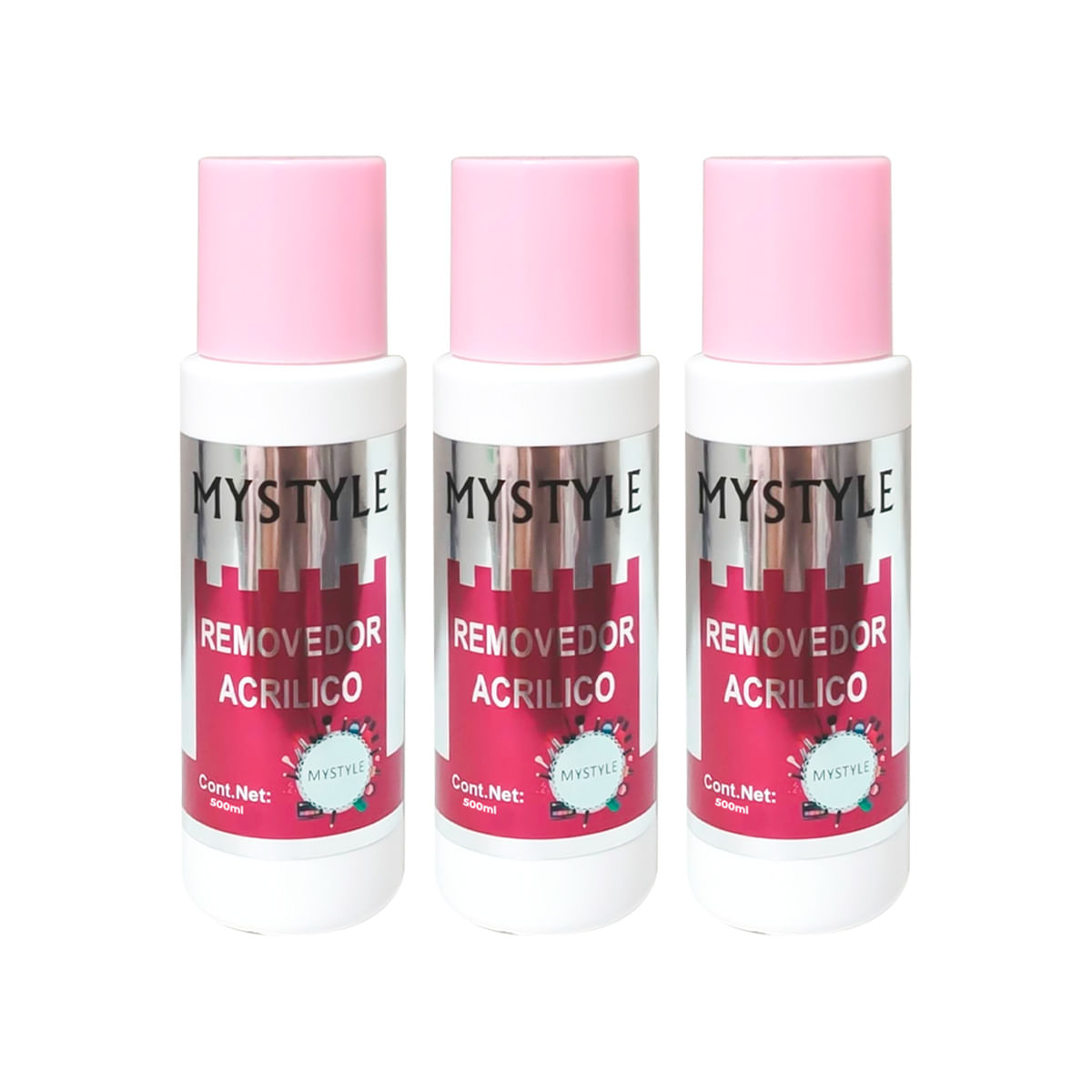 Mystyle Removedor De Acrilico 500ml 3 Unid