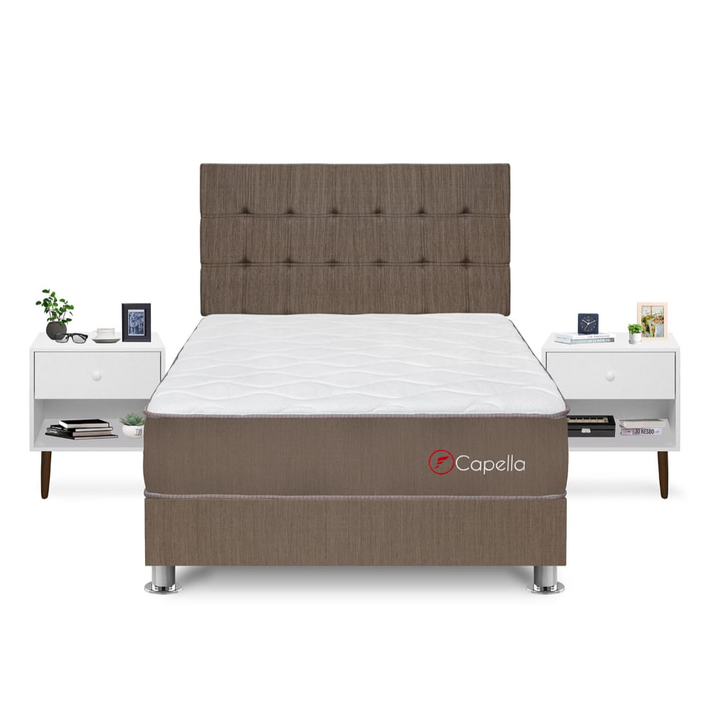 Dormitorio Capella 2 Plazas + Velador Fer Blanco