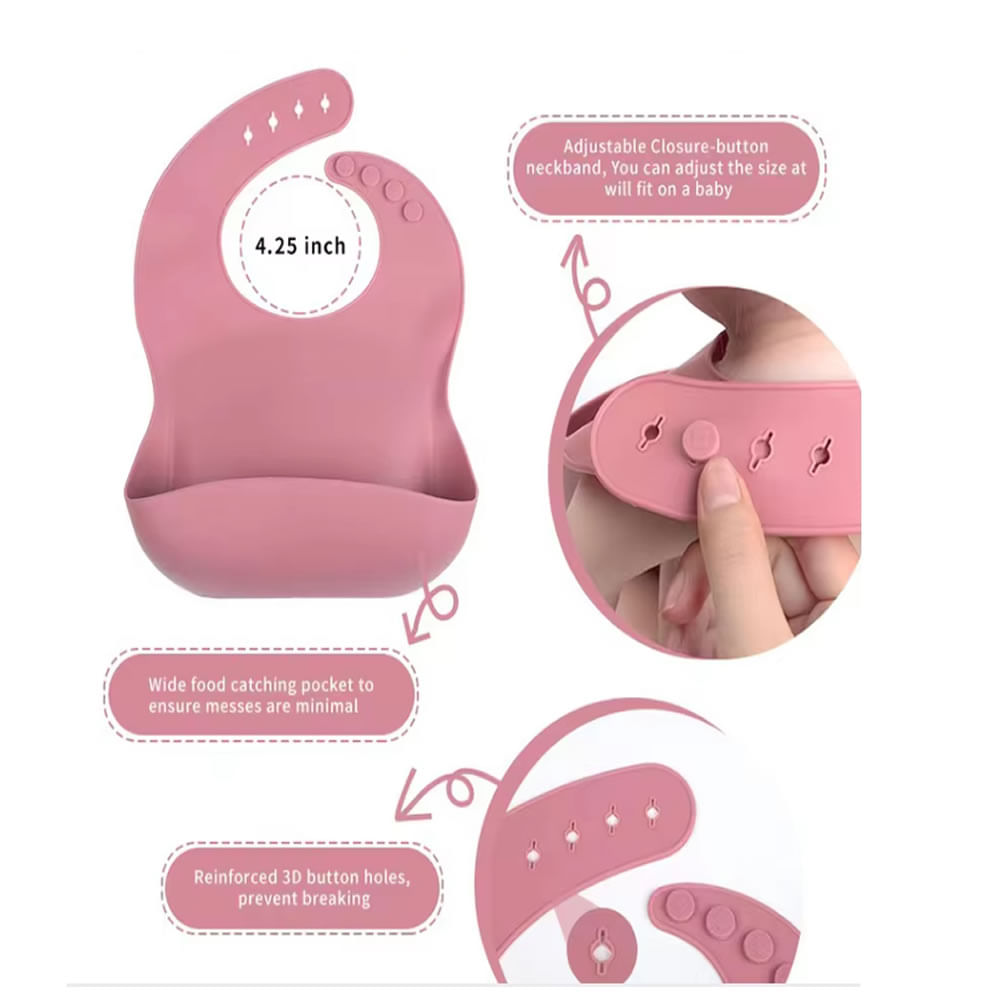 Juego de Utensilios 6 Unidades Vajilla de Silicona Rosa Suave para Bebé