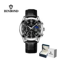 Reloj BINBOND para Hombre - Negro/Plata - Cuero