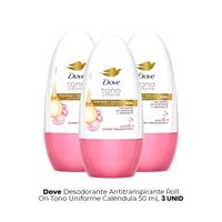 Desodorante Antitranspirante Roll On Tono Uniforme 50ml Dove 3 Unid