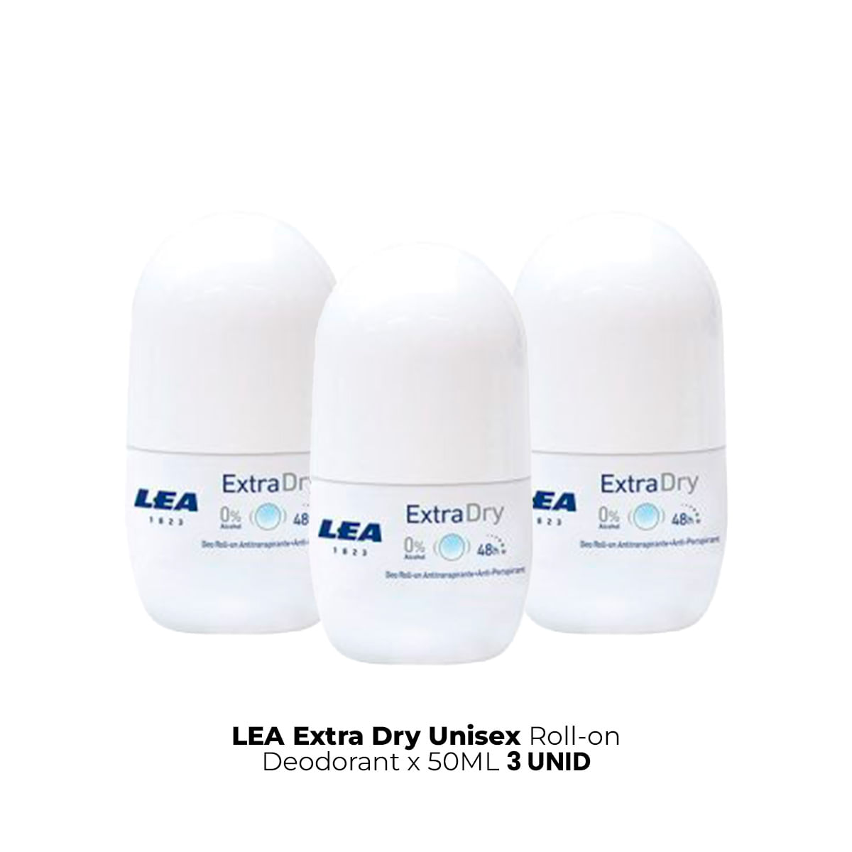 Lea Extra Dry Unisexroll On Deodorant x50ml 3 Unid